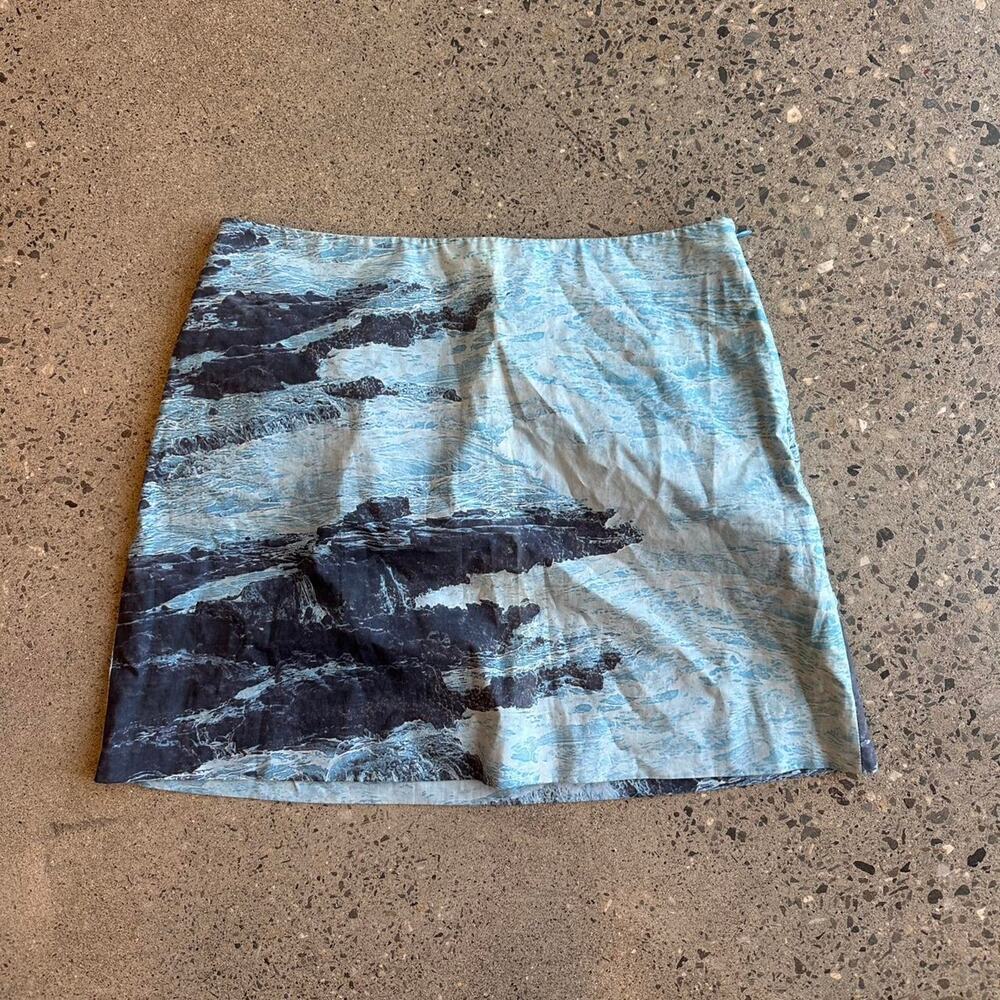 HD In Paris Women’s Size 2 Ocean Print Mini Skirt Blue Scenic Coastal